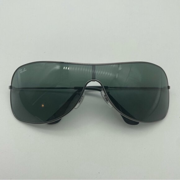 SOLD RAY-BAN RB3211 Sunglasses Shield Silver  Gunmetal/Green Gray - Picture 8 of 11
